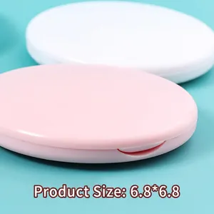 Miroirs de maquillage ronds pliants en rose et blanc, taille 6,8x6,8cm design compact