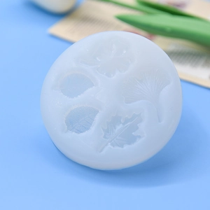 White silicone leaf mold with five distinct patterns for DIY cake and chocolate crafts