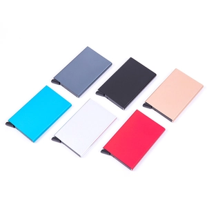 Aluminum RFID blocking slim credit card wallet available in six metallic colors