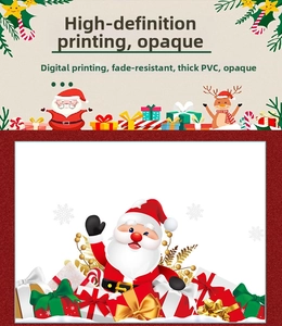 Dettaglio di adesivi statici Babbo Natale e fiocchi di neve in materiale PVC spesso