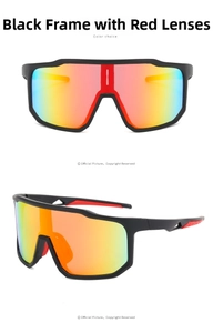 Détails de lunettes de cyclisme avec monture noire mate et verres miroirs dégradés