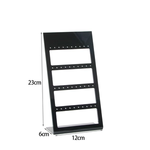 Black acrylic jewelry display stand for earrings with four tiers and 23cm height