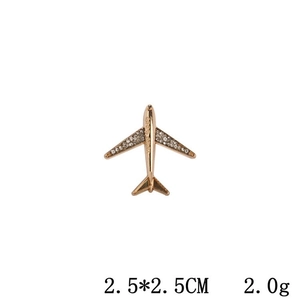 Vintage rose gold airplane engine brooch with crystals, size 2.5x2.5cm and 2.0g weight