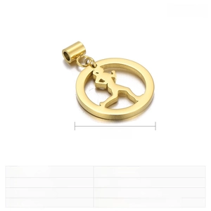 Détail montrant les dimensions du pendentif fille qui court en acier inoxydable de 19 mm