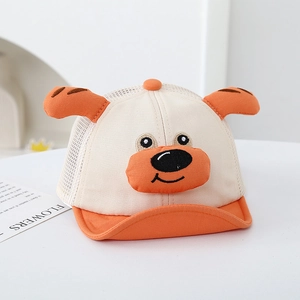 Detailed view of breathable mesh and 3D cartoon dog ears on children baseball cap