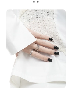 Close-up of minimalist S925 sterling silver hollow double layer open ring for women