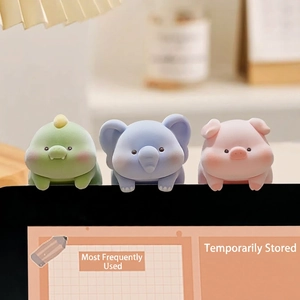 Cute macaron color plush animal monitor decorations with dinosaur, elephant, and pig designs