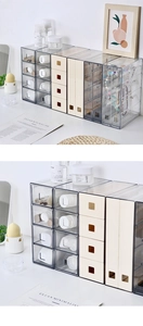 Minimalist clear acrylic jewelry organizer set with multi-layer drawers and earring rack