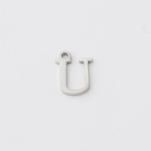 Polished silver stainless steel letter U pendant with top loop for DIY necklaces