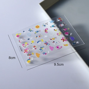 5D embossed butterfly nail stickers with floral patterns and cartoon snails, 9.5x8cm