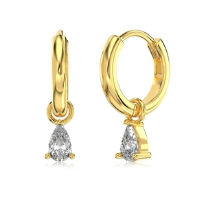 Eleganti orecchini a cerchio in argento S925 dorato con ciondoli in zircone a goccia lucenti
