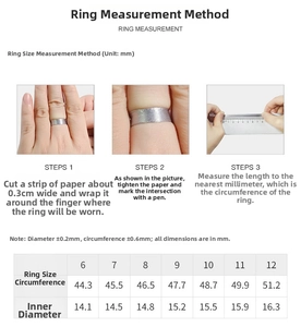 Detailed ring size guide for 925 silver moissanite rings with measurement instructions
