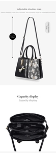 Internal structure of floral printed tote bag with 57cm strap and multiple compartments