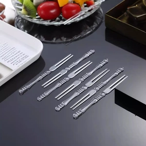 Transparent plastic fruit forks with double prong design and non-slip ball handle grip