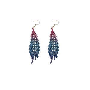 Luxurious gradient feather tassel drop earrings with sparkling rhinestones and ear hooks