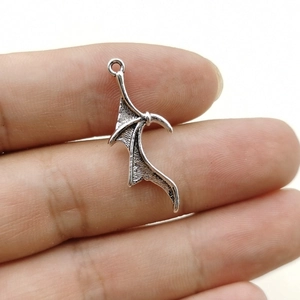 Silver zinc alloy dragon wing pendant charm for DIY jewelry making accessories