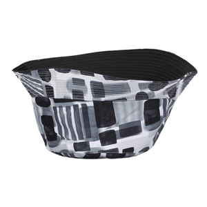 Outdoor bucket hat featuring black and white geometric prints with solid black inner lining