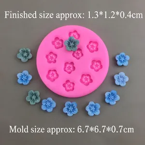 10-cavity pink silicone cherry blossom mold for DIY fondant and cake decoration