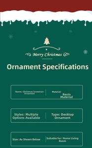 Detailed specifications of resin Christmas snowman ornaments for festive home decor