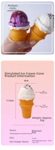 Detail showing 11.5cm PU faux ice cream cone dimensions and realistic texture