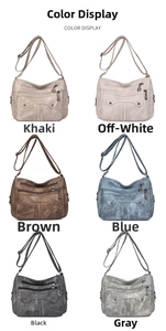 Detailed grid showing six available colors of the retro multi-zipper crossbody bag