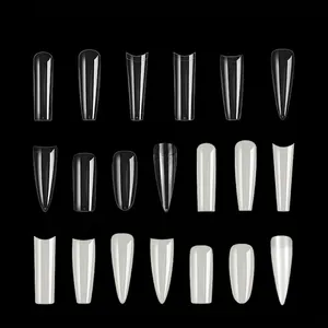 H104 collection of 20 shapes extra long clear and milky white press-on nail tips
