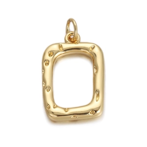 Detailed view of an 18K gold-plated irregular rectangular pendant with textured finish