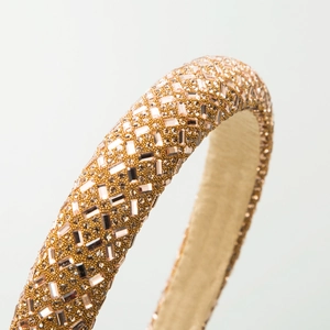 Cerchietto barocco oro champagne con cristalli baguette e strass scintillanti