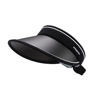 Women's UV protection sun visor hat with adjustable elastic band in black and white
