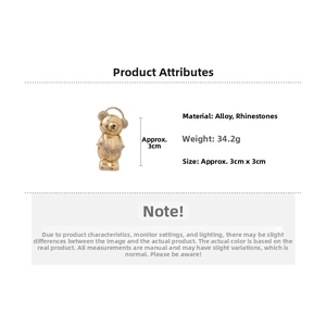 Detailed size and weight specs for the sparkling bear brooch with headset and rhinestones