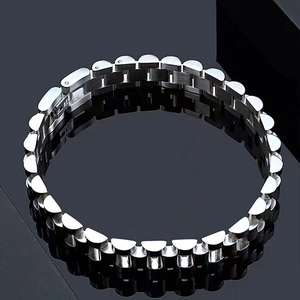 S925 sterling silver presidential link bracelet with minimalist industrial style design