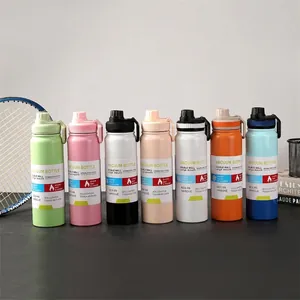 304 stainless steel vacuum insulated sports bottle with handle in multiple colors