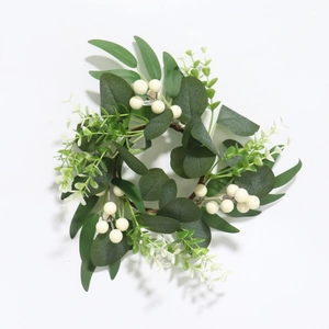 Corona Eucalipto Artificiale Bacche Bianche Anello Di Candela Per Centro Tavola Matrimonio Decorazione Casa Ghirlanda Plastica Verde