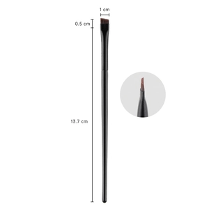 Flat angled eyeliner and eyebrow brush with dimensions 13.7cm length and 1cm width