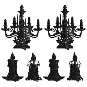 Halloween 3D Candelabra Candle Ornaments Glitter Paper Gothic Table Decorations Haunted House Party Atmosphere
