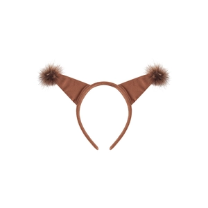 Cute brown plush squirrel headband with fuzzy pom-poms for Halloween and costume parties