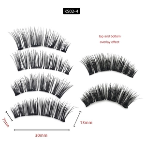 Detailed view of KS02-4 magnetic eyelashes showing 30mm base length and 7-13mm hair dimensions