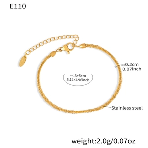 Detailed view of 18k gold plated stainless steel twisted chain with sizing specifications