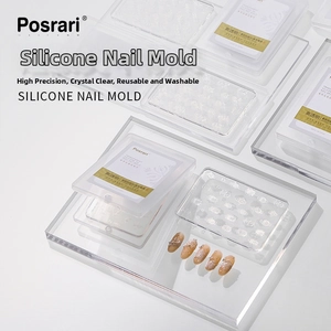 Detailed view of high-transparency 3D silicone nail art mold for butterfly and snowflake designs