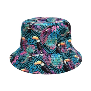 Cappello Da Pescatore Reversibile Poliestere Stampa Toucan Tropicale Geometrico Protezione Solare Pieghevole Estate