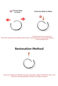Guide for wearing S999 silver Mobius hoop earrings with S925 stamp and clasp instructions