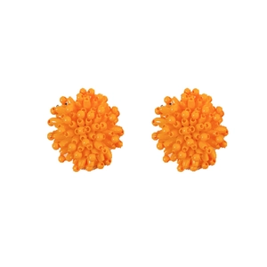 Elegant orange beaded fireworks earrings with silver needle posts for women