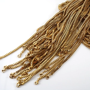 Bulk bundle of 18K gold plated stainless steel box chains with lobster clasps