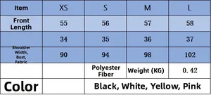 Detailed size chart for textured women vest with measurements for XS to L sizes