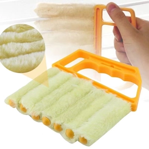 7-finger orange microfiber blind cleaner brush for efficient dusting and gap cleaning