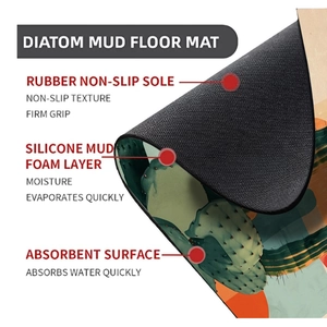 Detailed layered structure of diatom mud bath mat with non-slip rubber backing
