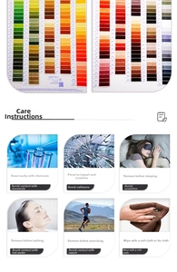 Detailed color chart for embroidery threads with DMC codes and OEKO-TEX certification