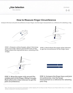 Detailed size guide showing how to measure finger circumference for a perfect ring fit
