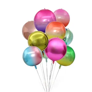 Metallic 22-inch 4D round aluminum foil balloons in colorful gradient and solid hues