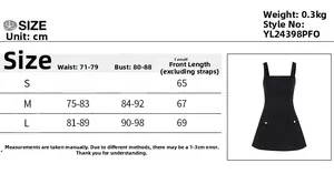 Size guide for women's slim fit dress showing waist, bust, and length measurements in cm
